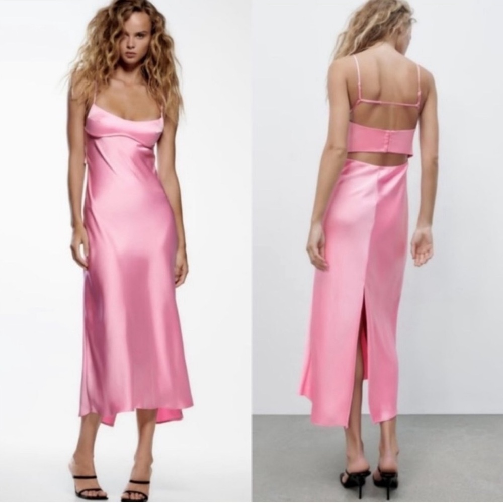 Zara satin effect maxi dress